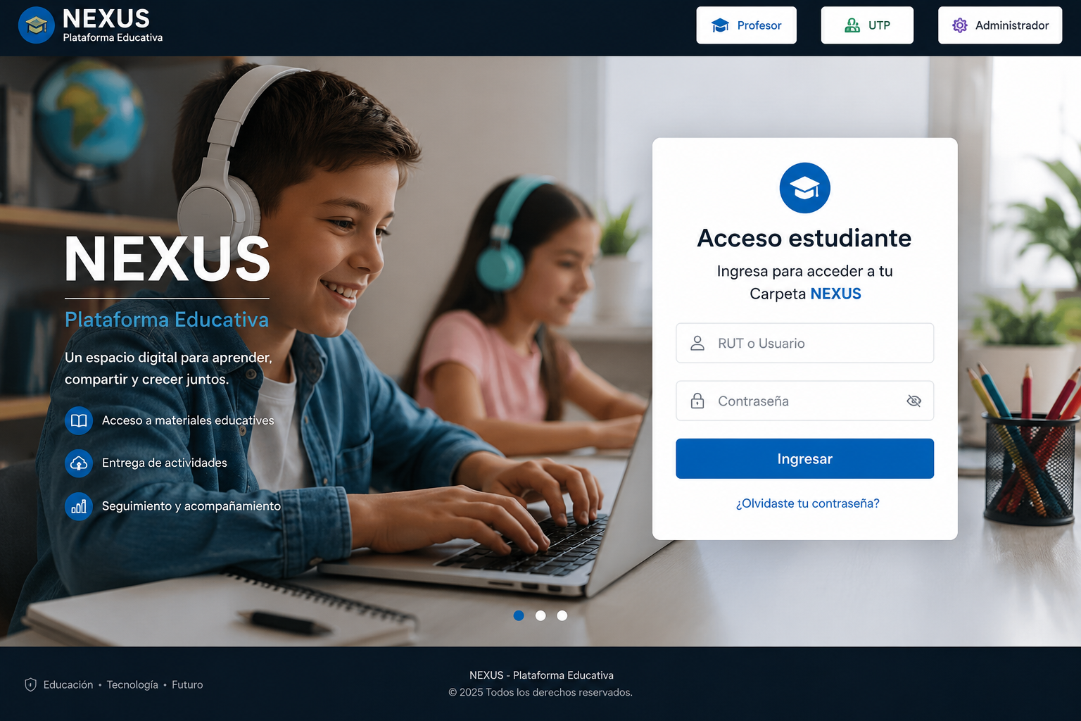 Estudiantes trabajando con tecnología